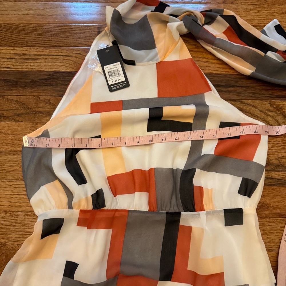 Basque Geometric Print Halter Midi Sundress - Picture 10 of 16